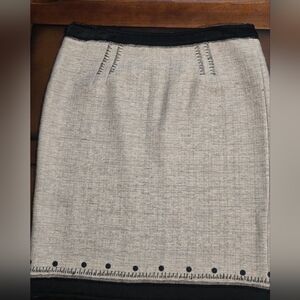 Alberta Ferretti Pastel Pink Pencil Skirt with Black Waistband And Bottom Detail